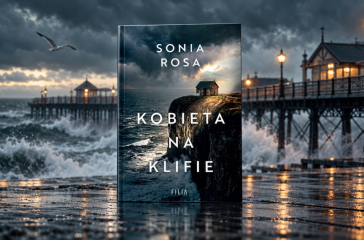 Kobieta na klifie podczas sztormu